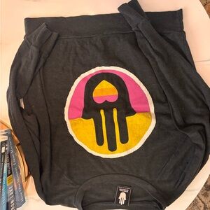 Spiritual Gangster Black Graphic Pullover with Pink & Yellow Logo